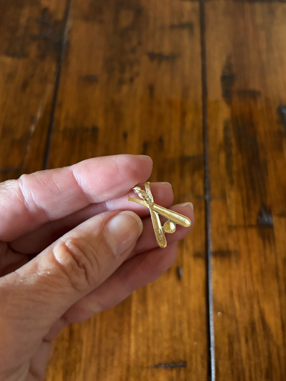 14k Gold Baseball Bats & Ball Pendant Charm - Picture 5 of 9